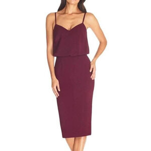 Dress the Population Alondra Blouson Sheath Sleeveless Burgundy Size XXS